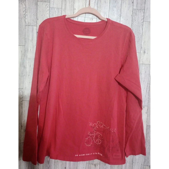 Life Is Good 'Oh What Fun' Long Sleeve T-shirt Christmas Lights Jeep Large - Picture 1 of 5